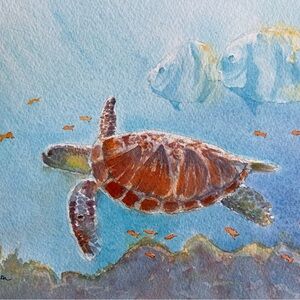 Sea Turtle Watercolor Art